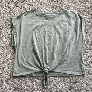 Casual Knot-Front Top in Sage Green